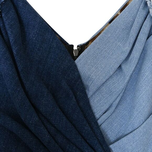 Dolce & Gabbana Patchwork Two Tone Mini Dress in Blue Denim - Picture 4 of 7